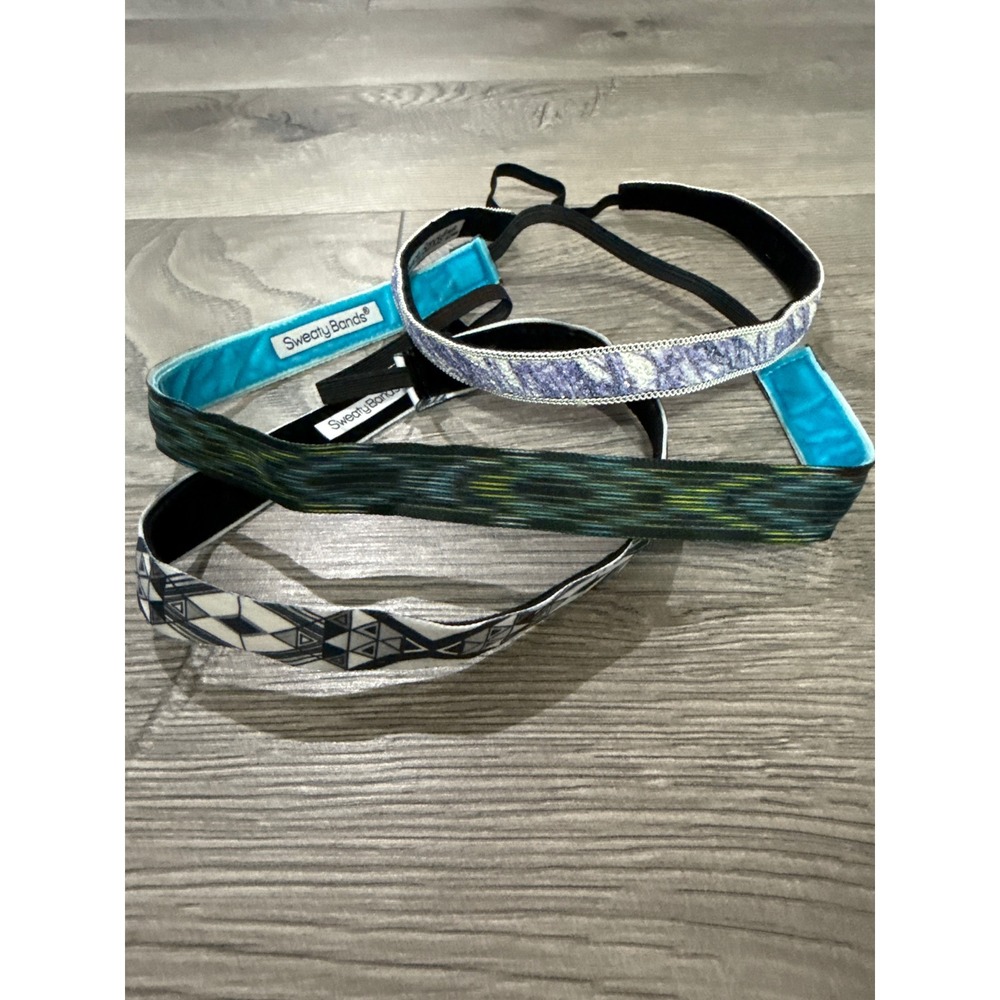Sweaty Bands Womens Non-Slip Athletic Thin Headbands Lot of 3